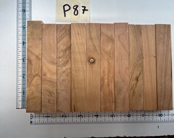 P87 Cereza Negra (Prunus serotina) Pluma de madera exótica doméstica en blanco (10 unidades) Muestra de maderas premium de calidad mixta