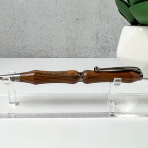 Mottled Sissoo Rosewood (Dalbergia sissoo) Black Titanium Fancy Slimline Twist Style Handmade Homemade Exotic Hardwood Custom Ballpoint Pen