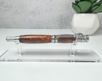 Black Cherry Burl (Prunus serotina) American Patriot Patriotic Hand Turned Homemade Exotic Hardwood Rollerball Pen