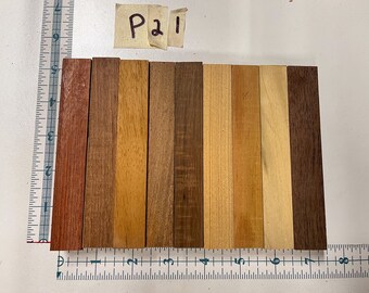 P21- Western hemisphere Exotic Hardwood Pen Turning Blanks (9 count) Mixed Assorted Variety Quality Premium Woods Sample Collection