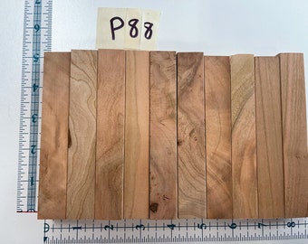 P88 Cereza Negra (Prunus serotina) Pluma de madera exótica doméstica en blanco (10 unidades) Muestra de maderas premium de calidad mixta
