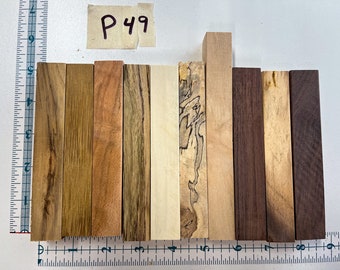 P49- Popular Domestic Exotic Hardwood Pen Turning Blanks (10 count) Mixed Assorted Variety Quality Premium Woods Sample Collection