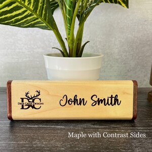 Maple Pen Box with Contrast Sides, Personalized, Wide Single Pen Gift Box