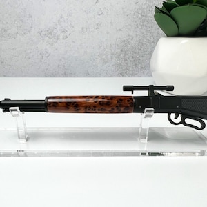 Thuya Burl (Tetraclinis articulata) Realistic Lever Action Rifle Handmade/turned Exotic Hardwood Unique One-of-a-Kind Custom Wooden Pen