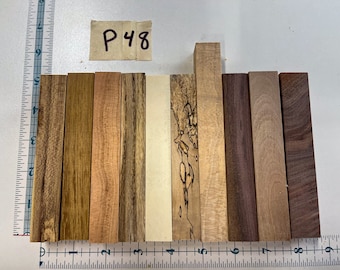 P48- Popular Domestic Exotic Hardwood Pen Turning Blanks (10 count) Mixed Assorted Variety Quality Premium Woods Sample Collection