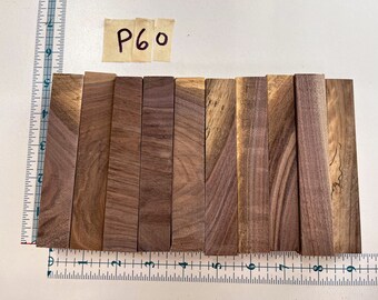 P60- Nogal negro (Juglans nigra) Pluma de madera exótica doméstica en blanco (10 unidades) Muestra de maderas premium de calidad mixta