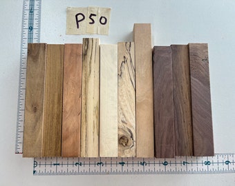 P50- Popular Domestic Exotic Hardwood Pen Turning Blanks (10 count) Mixed Assorted Variety Quality Premium Woods Sample Collection