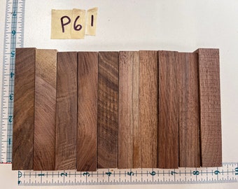 P61- Nogal negro (Juglans nigra) Pluma de madera exótica doméstica en blanco (10 unidades) Muestra de maderas premium de calidad mixta