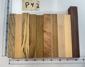 P42- Popular Domestic Exotic Hardwood Pen Turning Blanks (10 count) Mixed Assorted Variety Quality Premium Woods Sample Collection