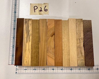 P26- Popular Worldwide Exotic Hardwood Pen Turning Blanks (10 count) Mixed Assorted Variety Quality Premium Woods Sample Collection