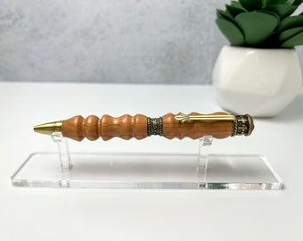 Belén/Tierra Santa, madera de olivo, fe, esperanza, amor, inspirador, latón antiguo, estilo torcido, hecho en casa, madera dura exótica, bolígrafo personalizado