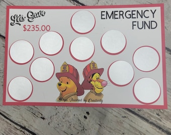 Scratch off savings Challenge Emergencey fund Tigger & Pooh 235.00