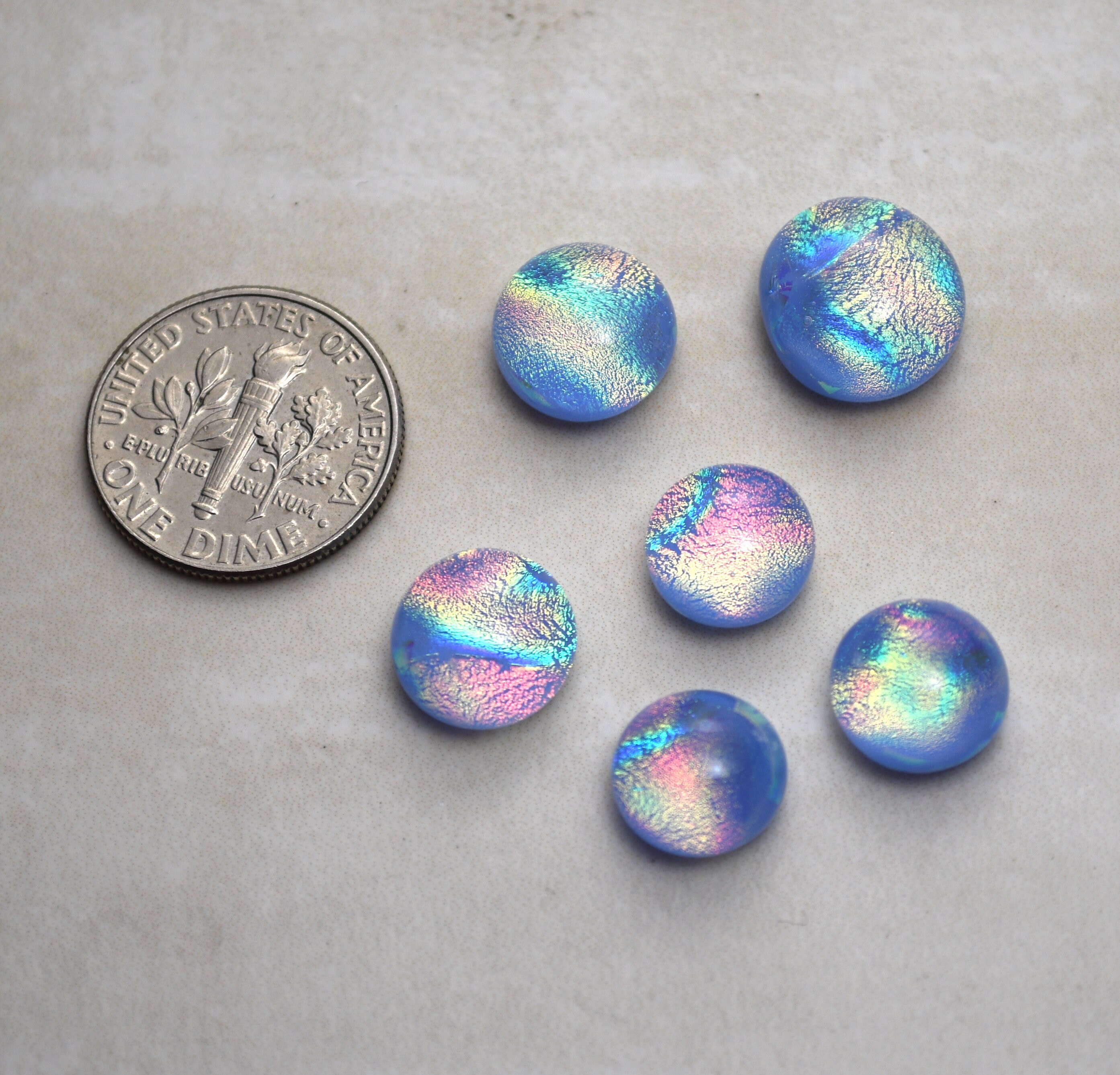 Fiery Blue Mini Dichroic Glass Cabochons Blue Pink Green 6 | Etsy