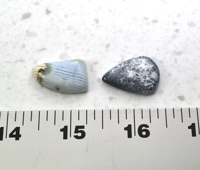 15 x 24mm Natural Stones Jewelry Cabochons Dendrite Agate and Blue Agate Parcel of Two Cabochons 17 x 24mm