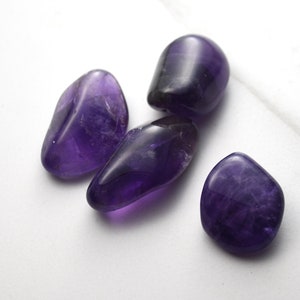 Natural Amethyst Gemstones, Tumbled Amethyst, 4 Stone Parcel, 173 Carats, Deep Violet Color