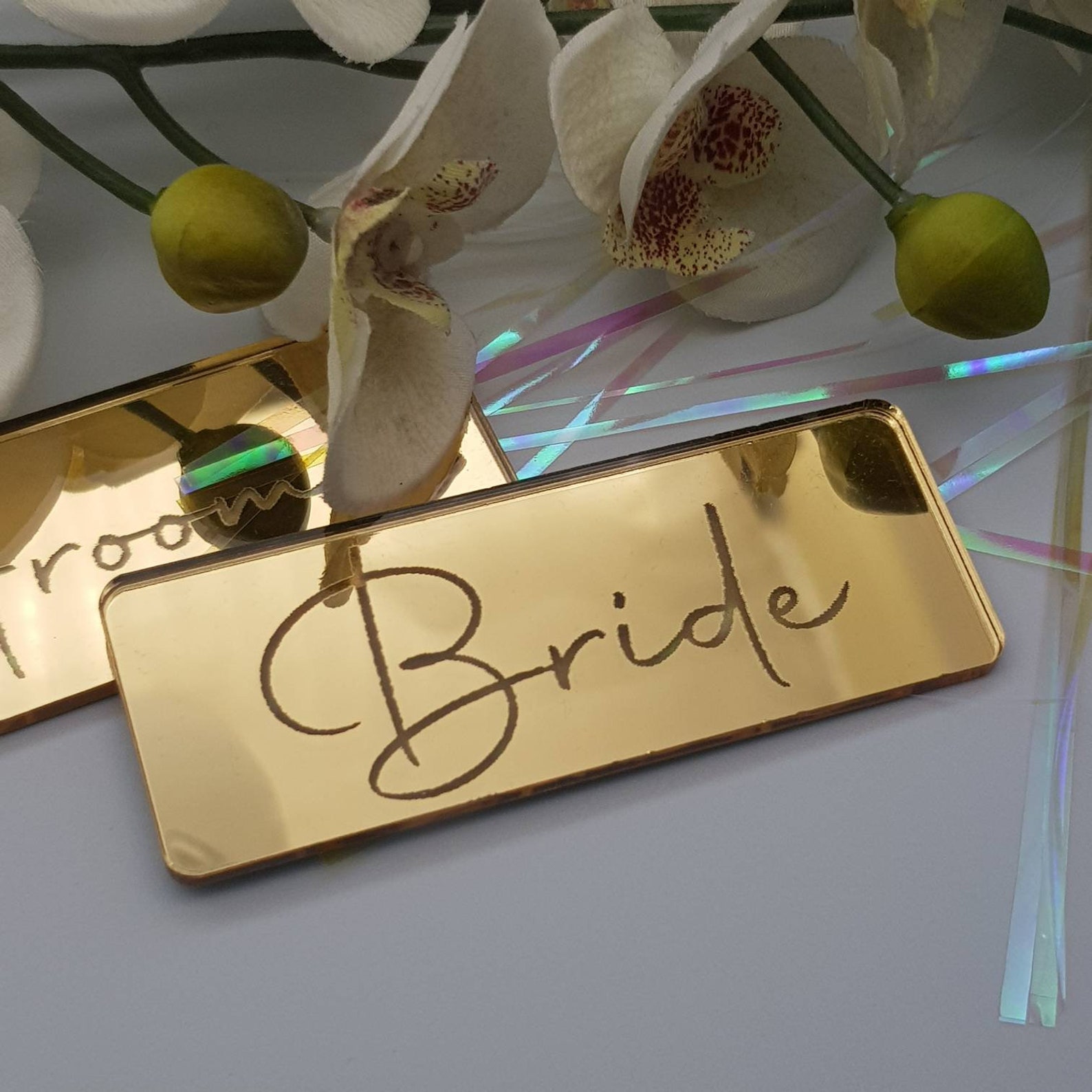 Gold Mirror Place Card Table Name Silver Mirror Place Card Etsy