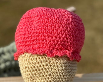 Strawberry Crochet Ice cream Cone