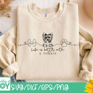 Yorkshire Terrier Dog Line Art, Life is better with a yorkie svg, Yorkie mom png, Continuous Line art, Minimalist dog art, Dog mom svg image 4
