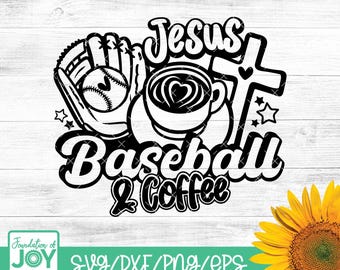 Jesus Coffee Baseball svg, Christian Baseball, Baseball svg, Sports svg, Baseball Mom, Religious Baseball svg, Cricut and Silhouette Files