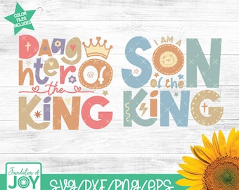 Daughter of the King svg, Son of the King svg, Christian Kids png, Religious Toddler Bundle, Biblical Toddler Tee Design, Bible Verse PNG