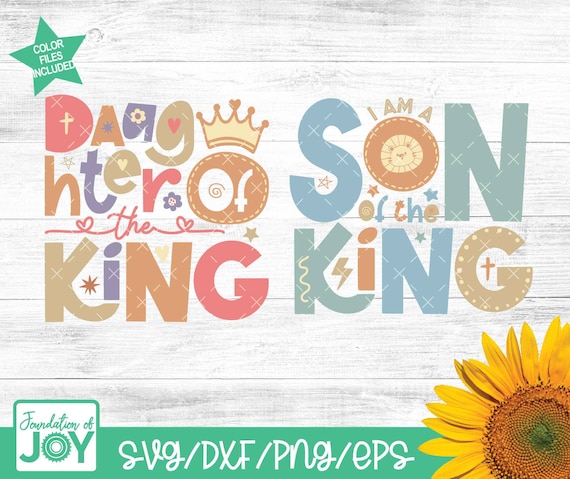 Daughter of the King svg, Son of the King svg, Christian Kids png, Religious Toddler Bundle, Biblical Toddler Tee Design, Bible Verse PNG