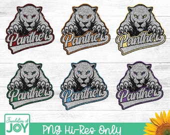 Sublimación de la mascota de los Panthers, sublimación de pantera multicolor, panteras png, camiseta de mascota escolar, sublimación arcoíris, sublimación de mascota