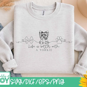 Yorkshire Terrier Dog Line Art, Life is better with a yorkie svg, Yorkie mom png, Continuous Line art, Minimalist dog art, Dog mom svg image 3
