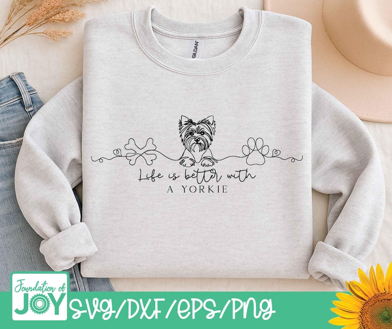 Yorkshire Terrier Dog Line Art, Life is better with a yorkie svg, Yorkie mom png, Continuous Line art, Minimalist dog art, Dog mom svg image 3