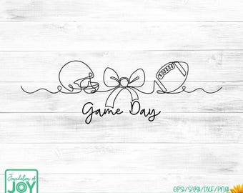 Football Gameday SVG, Football SVG, Football Digital Download, Continuous line art, Minimalist design png, Coquette Bow svg, Football Helmet