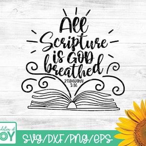 Toda la Escritura es Dios respiró svg, Biblia svg, Christian svg, Bible Verse Sign Svg, Christian Decor, Cricut y Silhouette Cut archivos