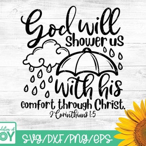 Gott wird uns mit seinem Trost durch Christus überschütten. Cut Datei - Vers svg, Bibel svg, dxf, svg png druckbare Dateien - Silhouette Cameo, Cricut