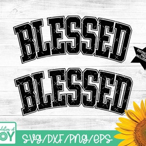 Gesegnete SVG, bunte Varsity, christliches Shirt-Design, gewölbte College-Sublimation, trendige Bibel-Affirmationen, Frauen-DTF, digitale Dateien