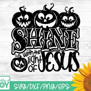 イエスの光で輝く svg、ハロウィーン svg、子供のハロウィーン svg、キリスト教の子供のハロウィーンのデザイン、宗教的なハロウィーン svg、カボチャ svg