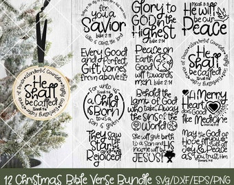 12 Christmas Bible Verse Bundle, Bible Verse ornaments svg, Christmas svg bundle, Ornaments svg bundle, Religious svg, Christian svg