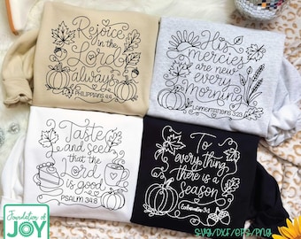 Fall Christian SVG Bundle, Bible Verse Autumn PNG, Continuous Line Faith Designs, Pumpkin Scripture Set