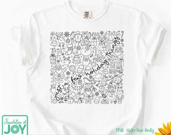 Christmas Doodles PNG, Holiday Things Line art, Cute Christmas Shirt Design, Merry Christmas PNG