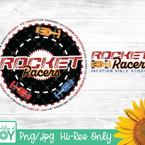 Rocket Racers png, vakantiebijbelschool, VBS 2025 png, raceauto's, kerkkamp, kinderwerk, png-dtf, sublimatieontwerp
