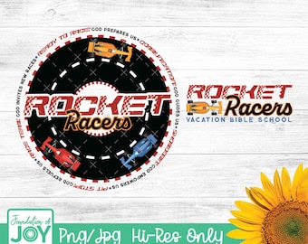 Rocket Racers png, Urlaubsbibelschule, VBS 2025 png, Rennautos, Kirchenlager, Kinderarbeit, PNG DTF, Sublimationsdesign