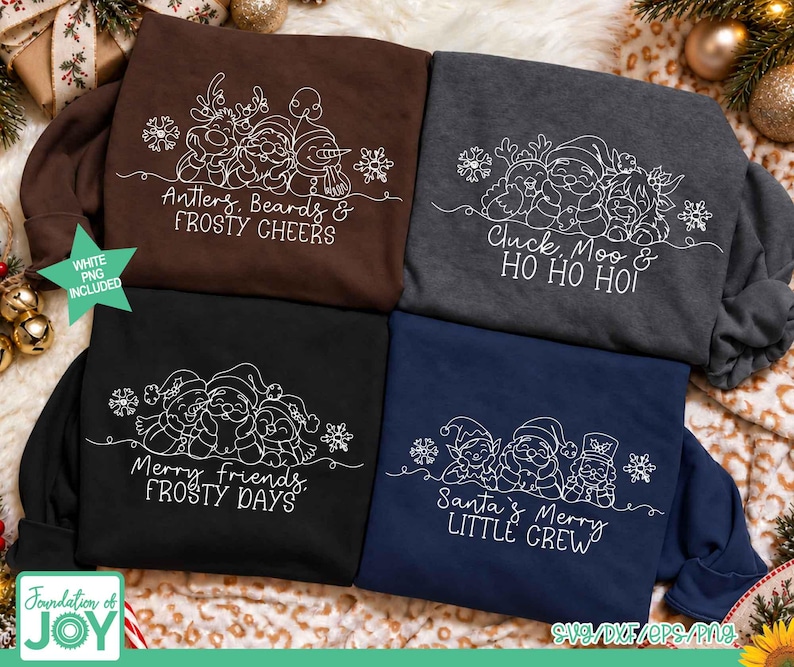 Christmas SVG Bundle, 4 Cute Santa Christmas Designs, Continuous Line ...
