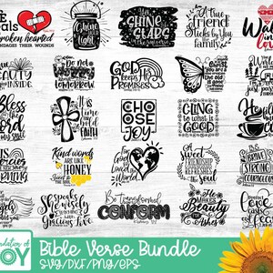 25 Paquete de versículos bíblicos svg, Christian svg, Religioso Svg, Cricut y Silhouette archivos cortados