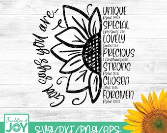 Sunflower Inspiration, Christian svg, Bible Verse svg, sunflower svg, svg, dxf, jpg,png, God says you are, Cut File Cricut, Silhouette