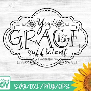 Tu gracia es suficiente svg, Biblia svg, Christian svg, Religioso svg, Vintage svg, Cricut y SIlhouette cut files