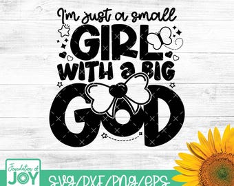 Jesus Shirt For Girls Svg, Coquette Png, Christian Girl Shirt Design, Bible Verse Png, Small Girl Big God svg, Trendy Christian Design