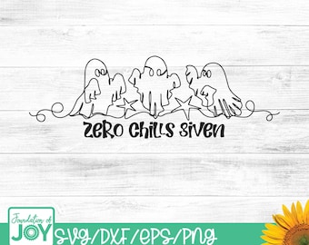 Trío de fantasmas de Halloween png, Zero Chills da svg, Fantasma de corte a cuadros png, Arte lineal continuo, Halloween de una sola línea, Fantasmas svg, DTF, Espeluznante