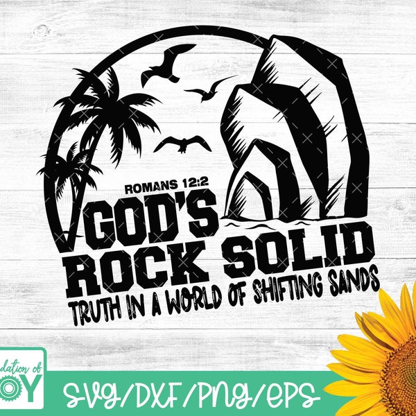 Vacation Bible School svg, VBS svg, Bible Verse svg, Scripture svg, Rock solid svg, Christian summer camp, Cricut and SIlhouette Cut files