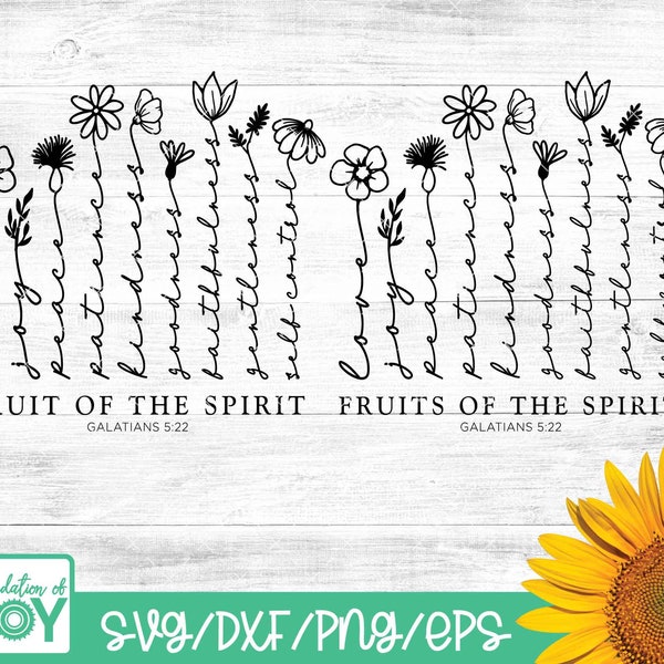 Fruits of the Spirit svg, Wildflowers svg, Bible Verse svg, Religious svg, Flowers svg, Scripture svg, Christian Tshirt Design