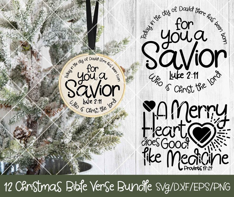 12 Christmas Bible Verse Bundle, Bible Verse Ornaments Svg, Christmas ...