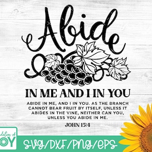 Abide in me svg, Grapevine svg, Bible Verse svg, Scripture, John 15:4, Christian Tee, Red Letter Words, Words of Jesus