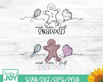 Gingerbread Snapped svg, Continuous line art, christmas svg, gingerbread png, whisk line art, oven mit png, gingerbread man svg, snap png