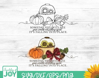 Cayendo en su lugar svg, línea continua png, arte cristiano de otoño, Él nos une, arte lineal de calabaza, otoño svg, las piezas están en su lugar